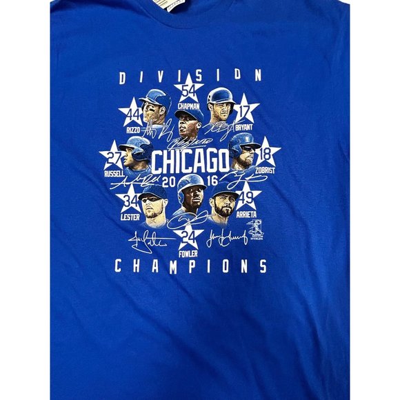 Chicago Cubs 2016 Division Champions Blue Men's T-Shirt Large - Picture 3 of 4